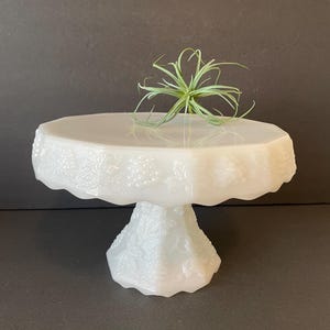 Vintage Milk Glass Pedestal Cake Stand, Anchor Hocking.