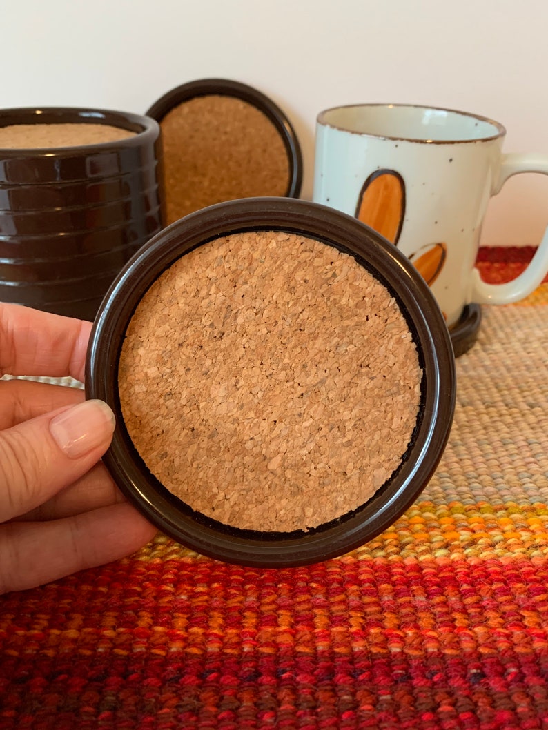 12 Vintage Drink Coasters Cork & Plastic Coaster Set Etsy