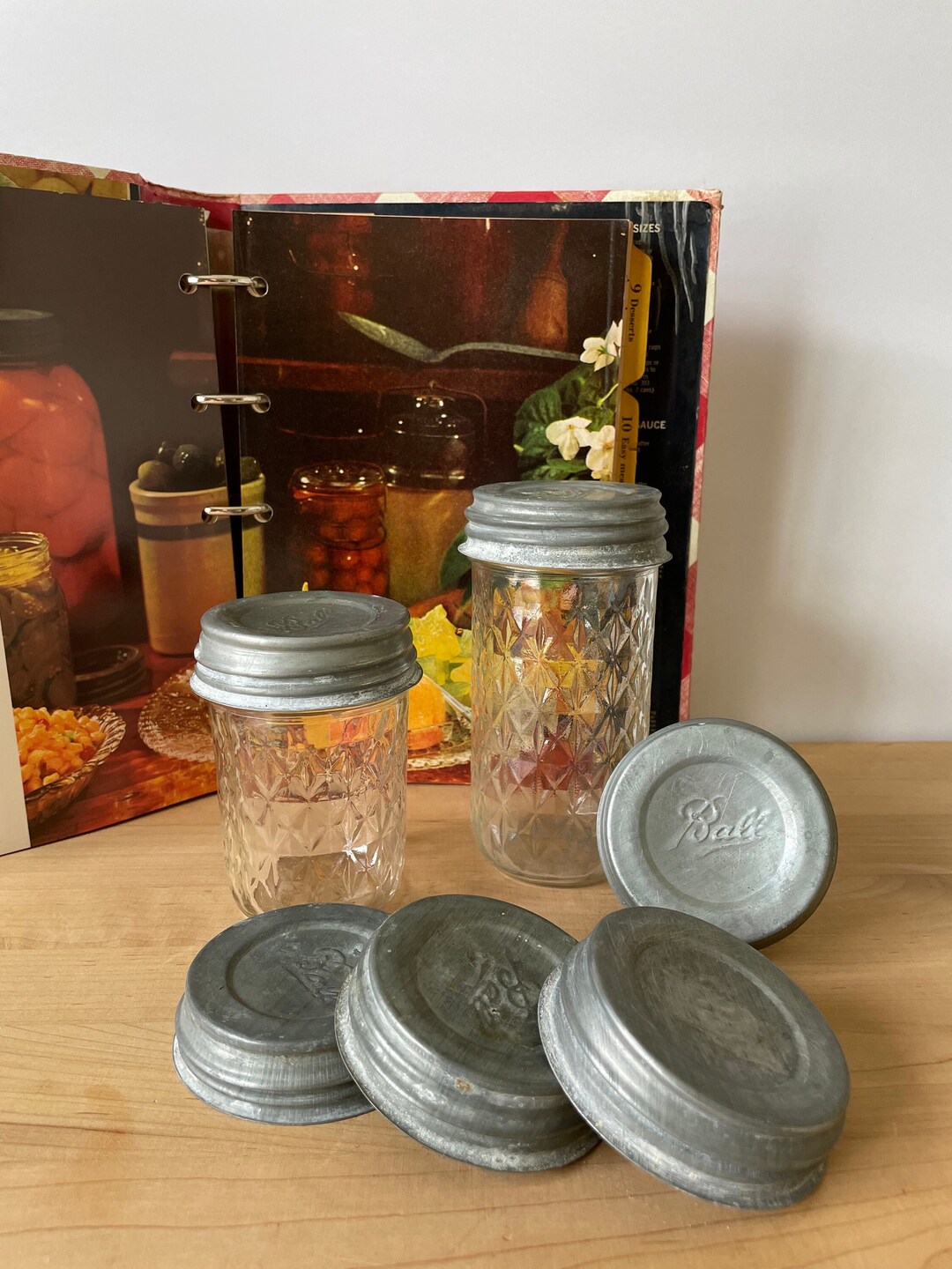 Vintage Ball Zinc Jar Lids With Milk Glass Liners Set of Six Etsy