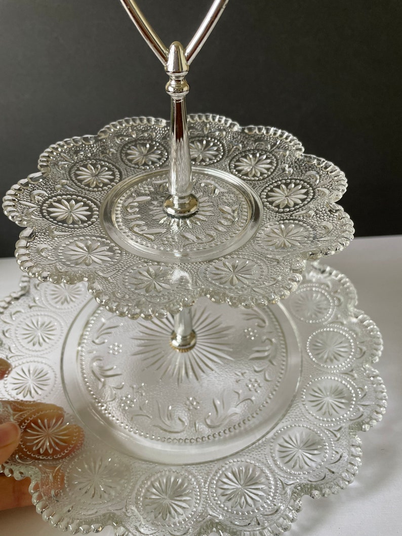 Vintage Two Tier Tiara Sandwich Glass Tray Etsy