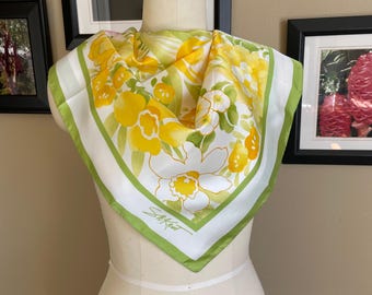 Vintage Floral Scarf by KM Kent “Burst of Spring”, Made in Japan