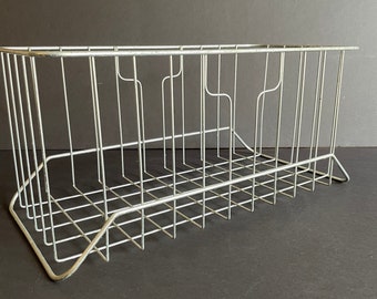 Vintage Large Metal Basket, Vinyl Record Rack Holder