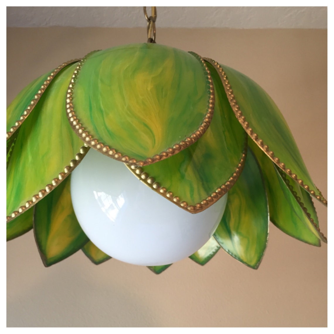 Vintage Tulip Light Green Swag Light Pendant Lamp Flower Etsy