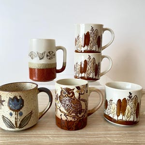 Vintage Stoneware Coffee Mugs, Sold Individually