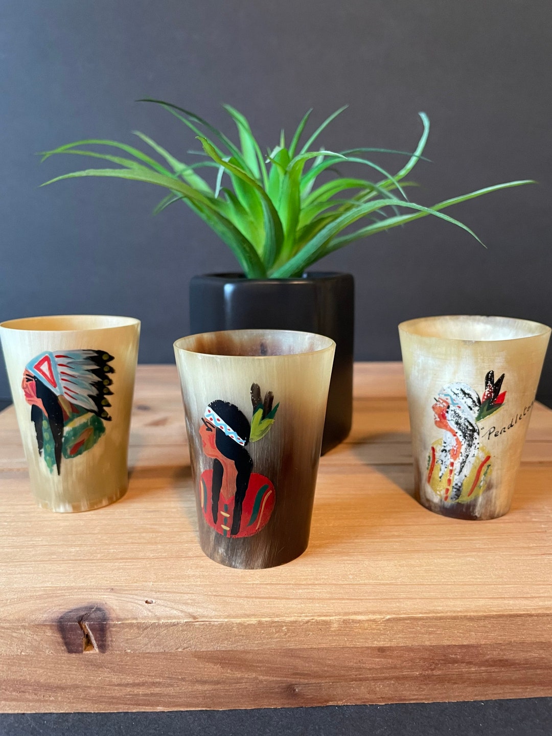 Antique Horn Shot Glasses Pendleton Oregon Set of Three Etsy