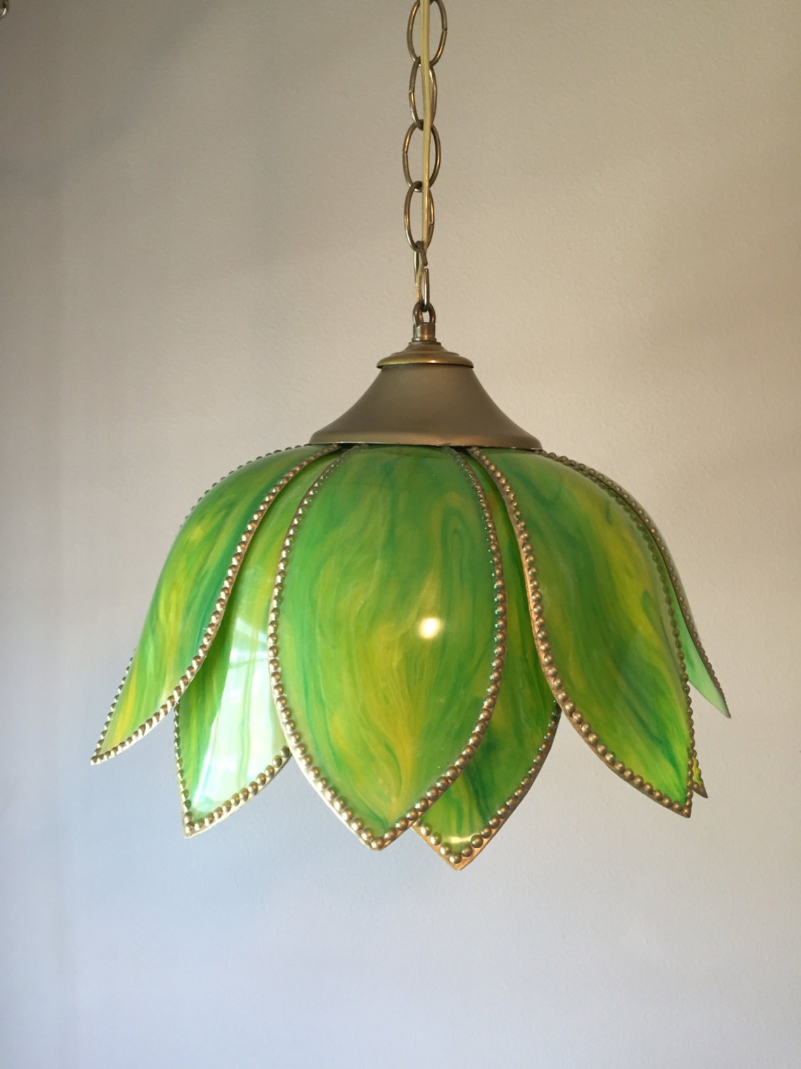Vintage Tulip Light Green Swag Light Pendant Lamp Flower Etsy