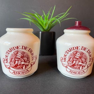 Vintage Moutarde De Dijon Mustard Crocks, Sold Individually