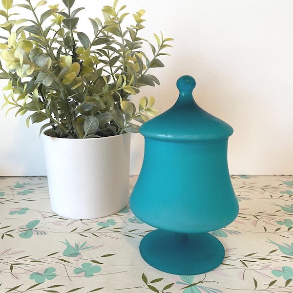 Tarro de boticario vintage de vidrio azul esmerilado: Tarro de jengibre MCM