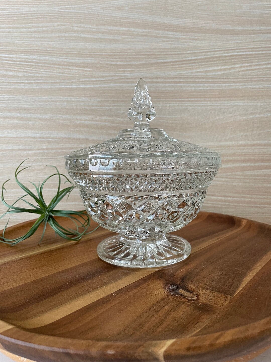 Vintage Wexford Crystal Footed Candy Jar With Lid Etsy