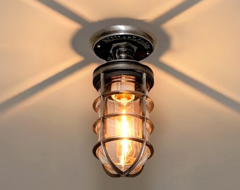 Cage Light Fixture – Semi Flush Mount Lighting - Handcrafted Industrial Lighting Made in the USA