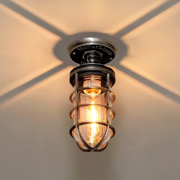 Cage Light Fixture – Semi Flush Mount Lighting - Handcrafted Industrial Lighting Made in the USA