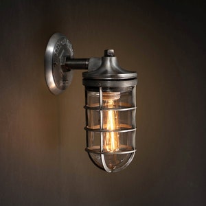 Outdoor Wall Lighting Industrial Wall Sconce Porch Light Clear Jar