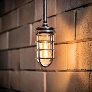 Industrial Cage Rod Pendant Light - Vintage Factory Style, Sloped Ceiling