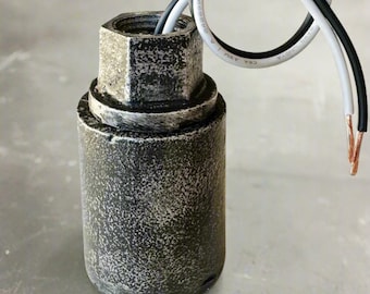 Cast Metal Steampunk Lamp Socket: Distressed Black Industrial Lightbulb Holder