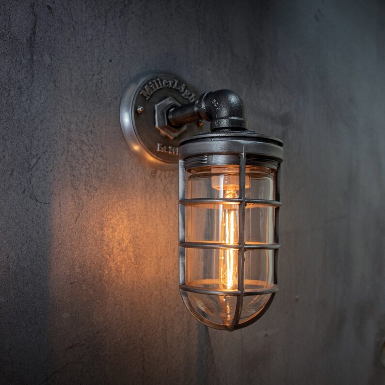 Industrial Cage Wall Sconce Outdoor Wall Light Black pipe