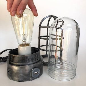 Edison bulb Lamp with cage and glass globe