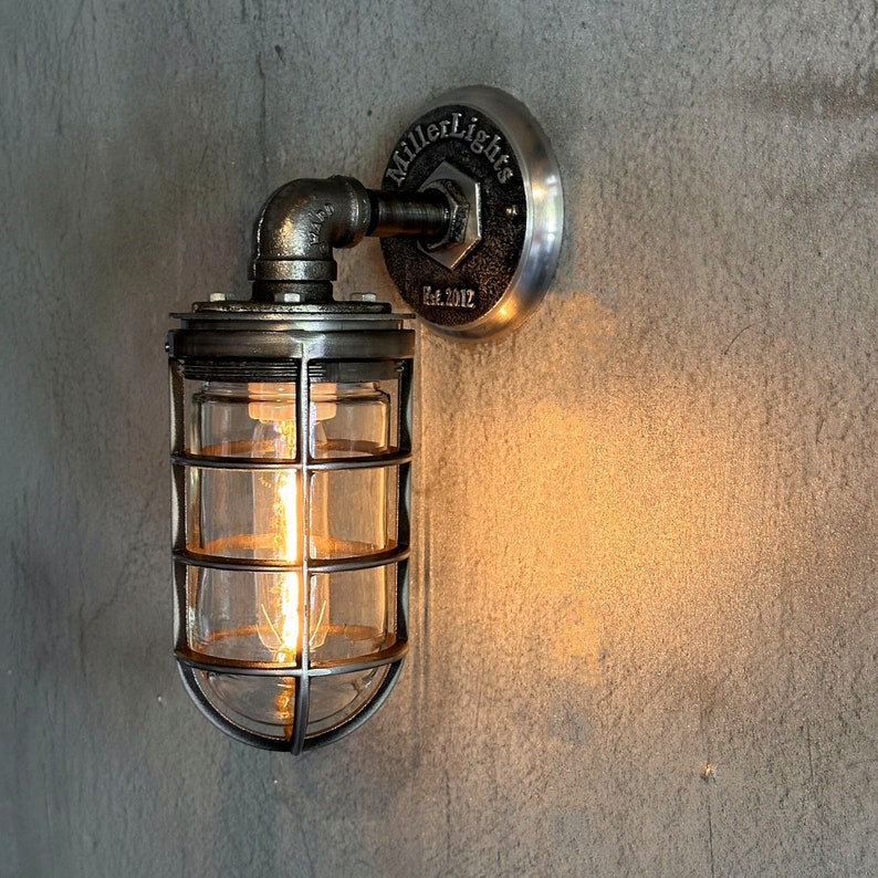 industrial cage light vapor tight fixture wall mounted