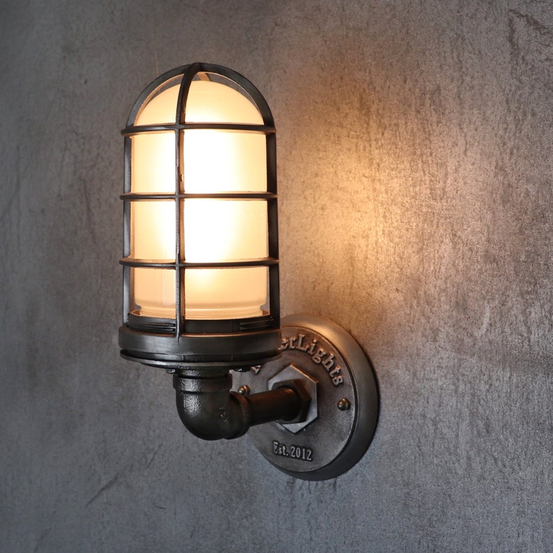 Industrial Cage Wall Sconce Outdoor Wall Light Black pipe