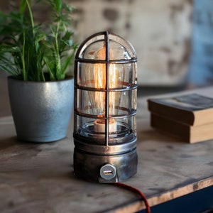 The Cage Lamp - Tap to Dim with Edison Bulb - Vintage Industrial Steampunk