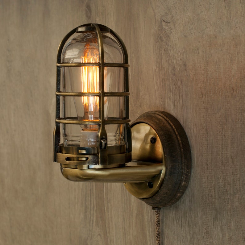 Antique Brass Plug In Wall Sconce Rustic Wood And Industrial Metal Cage Light With On Off Switch Marine Nautical Passageway Ship Lamp - Adding Toggle Switch To Wall Sconce Antique Brass Plug In Wall Sconce Rustic Wood And Industrial Metal Cage Light With On Off Switch Marine Nautical Passageway Ship Lamp - Adding Toggle Switch To Wall Sconce
