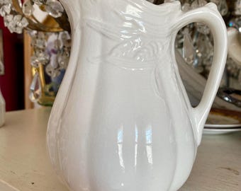 Ironstone Tall Creamer Wheat Pattern Royal Crownford Hanley England