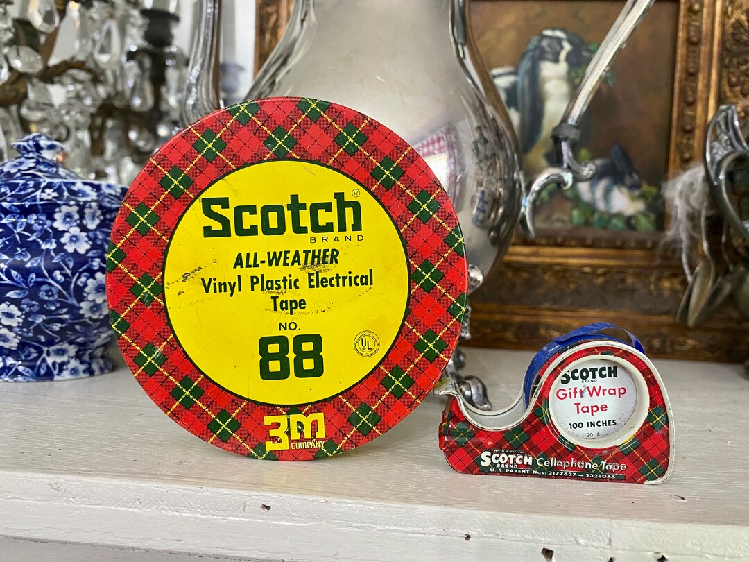 Two Tartan Tape Containers One Round and One Tartan Tape Etsy
