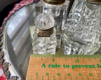 Miniature Antique Crystal Inkwell with Brass Hinge
