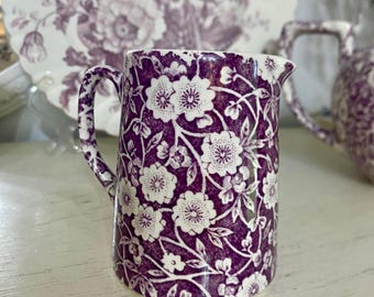 Purple Mulberry  BurleighCalico Small Creamer Staffordshire England Rare Color Transferware