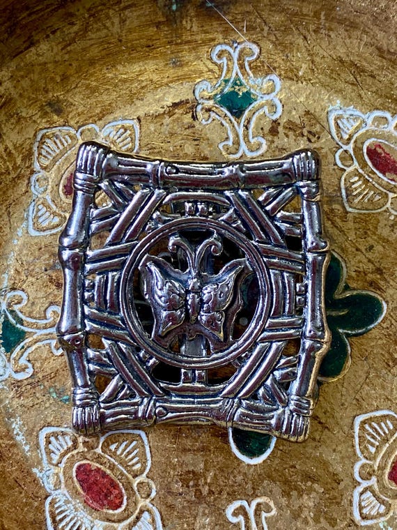 John Hardy Silver Square Butterfly Pattern Access… - image 1