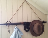 antique hanging Wall Coat Rack,reclaimed horse yoke,hat rack,coat hook hanger,farm salvage,rustic ranch,foyer organizer,backpacks,man cave,
