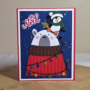 Handgefertigte Eisbär und Pinguin Dimensional Card Urlaub Geschenk handgefertigt