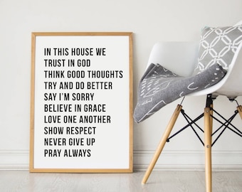 In This House Print - House Rules Print - House Rules Art - Wall Art - Wall Decor