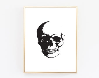 Skull Print - Skull Art - Skull Decor - Halloween Print - Halloween Art - Skeleton Print - Digital Download