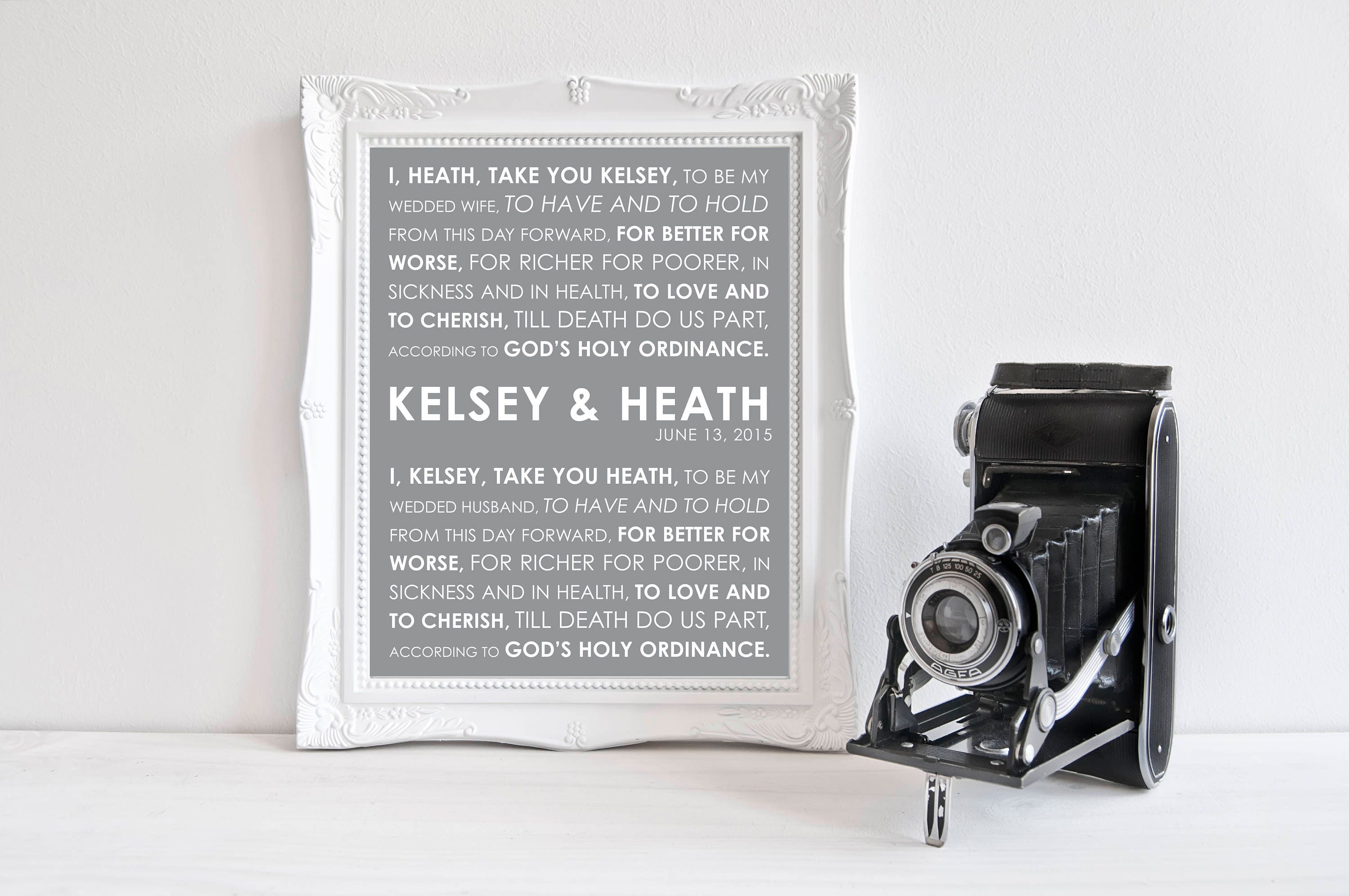 Wedding Vows Print - Wedding Vows Art - Personalized Vows Print - Wed…