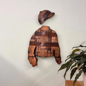 2’ Jockey Silks Bourbon Barrel Wood Cutout with Rings
