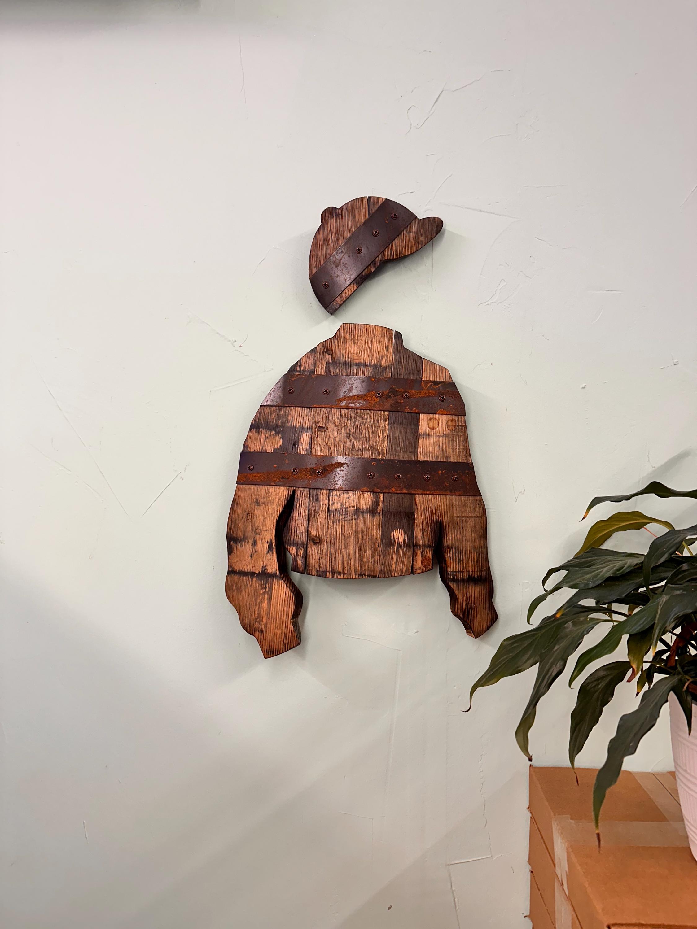 2’ Jockey Silks Bourbon Barrel Wood Cutout with Rings