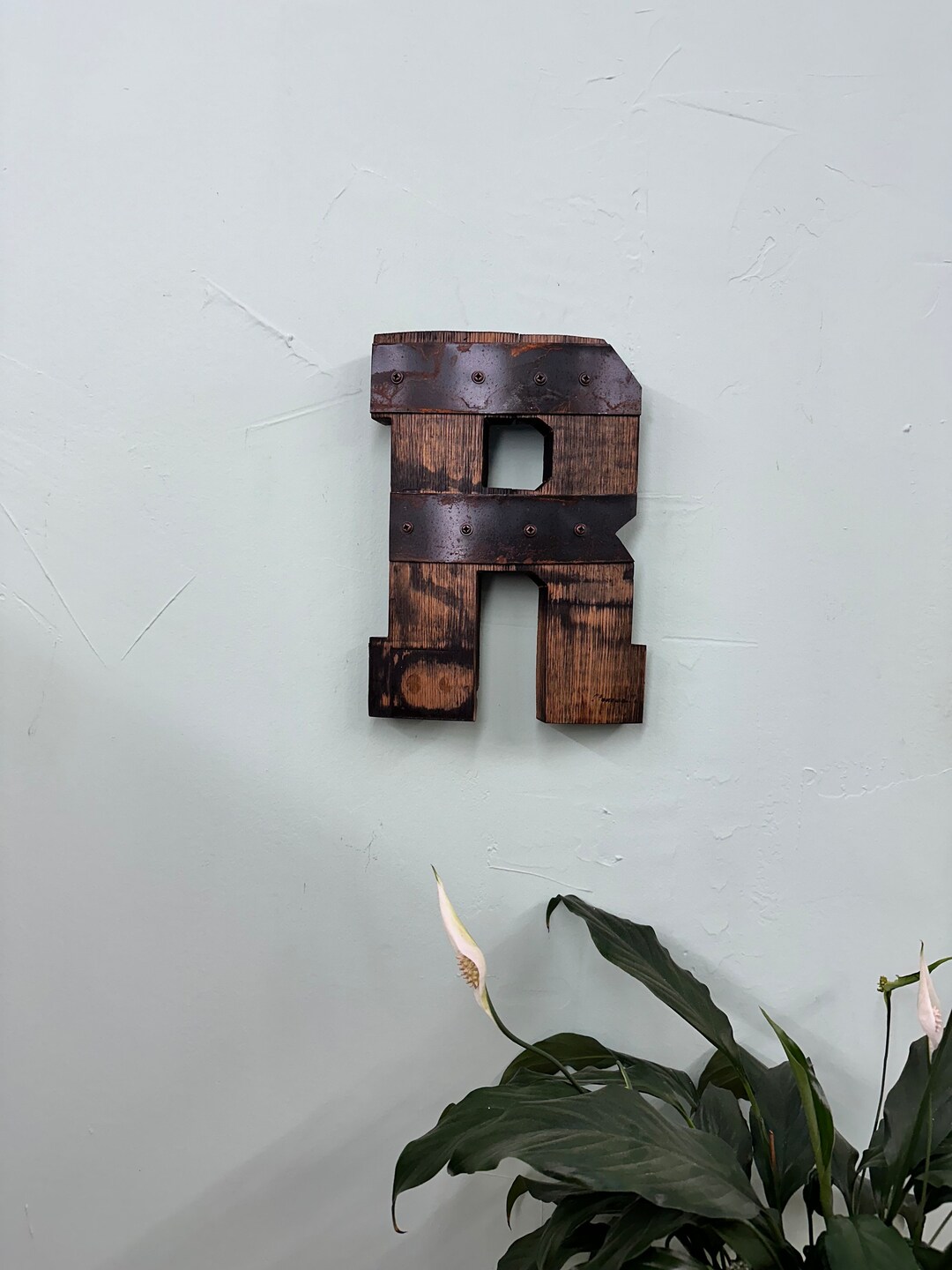 1ft “R” Monogram Bourbon Barrel Wood Cutout With Rings - Etsy