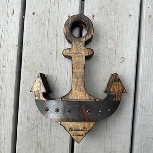 1’ Anchor Bourbon Barrel Wood Cutout with Rings