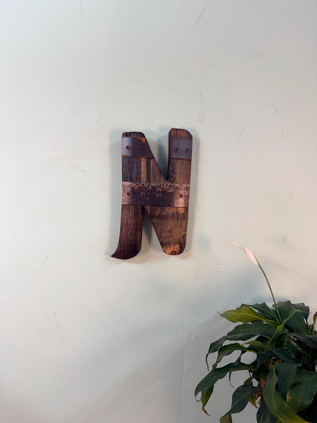 N Script Monogram 1ft “N” Script Monogram Bourbon Barrel Wood Cutout With Rings - Etsy