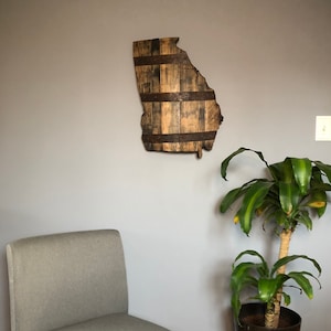 Georgia State 2' Bourbon Barrel Wood Cutout with Rings