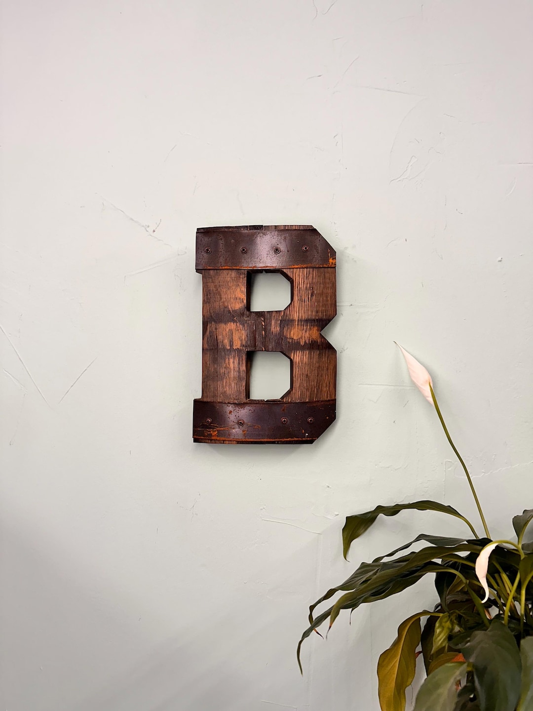 1' “B” Monogram Bourbon Barrel Wood Cutout With Rings - Etsy