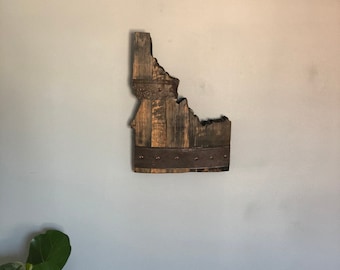 1' Idaho State Bourbon Barrel Wood Cutout with Rings