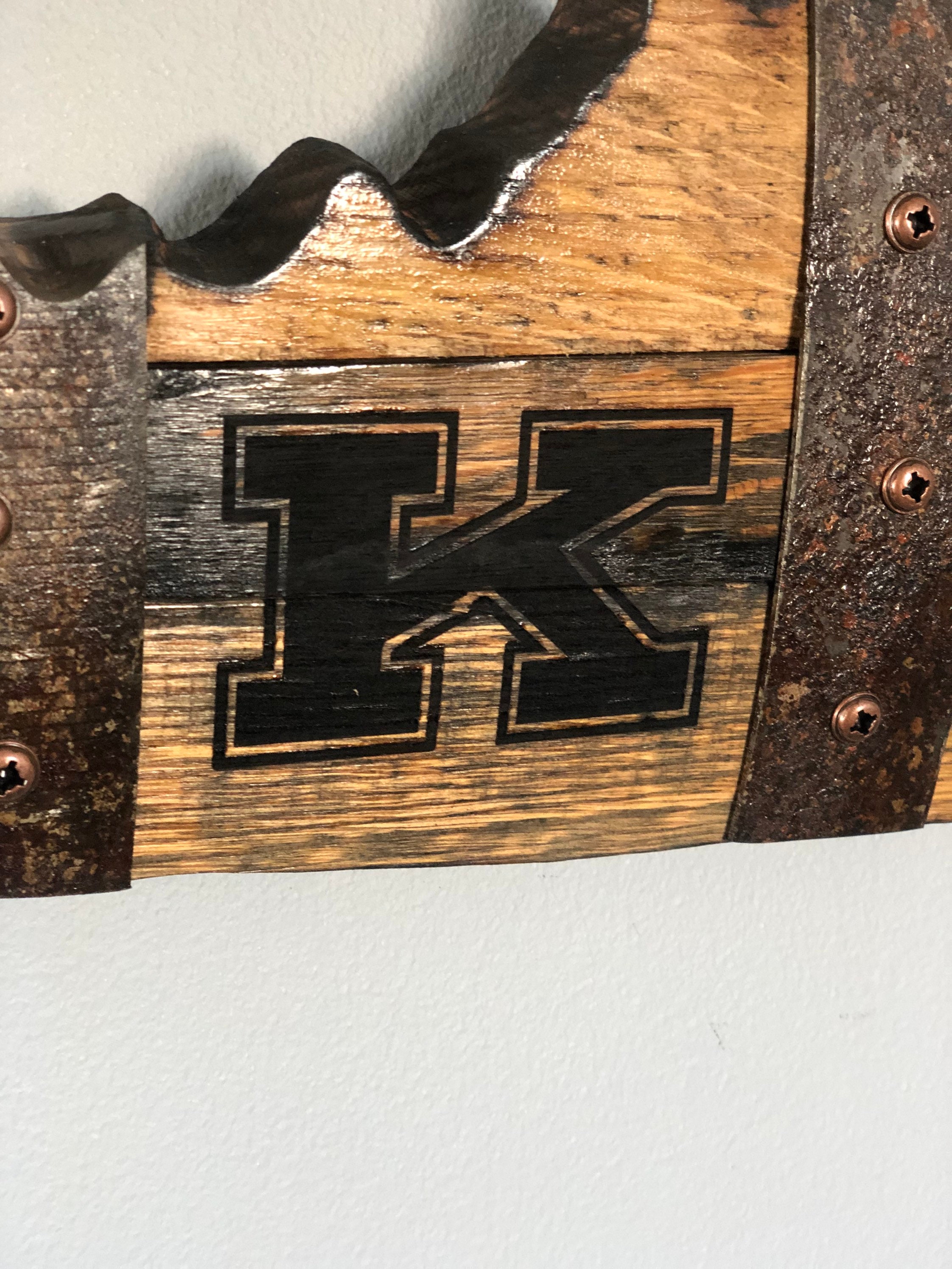 1' Engraved Kentucky Bourbon Barrel Wood Cutout with Rings
