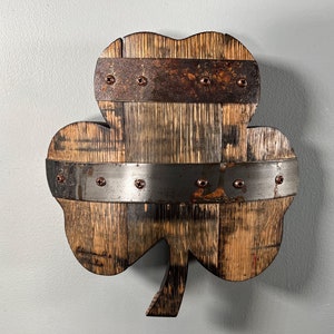 1’ Shamrock Bourbon Barrel Wood Cutout with Rings