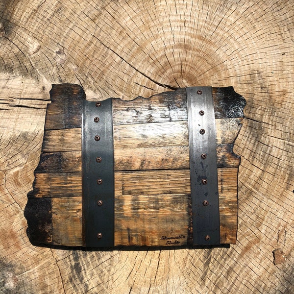 1' Oregon State Bourbon Barrel Wood Cutout with Rings