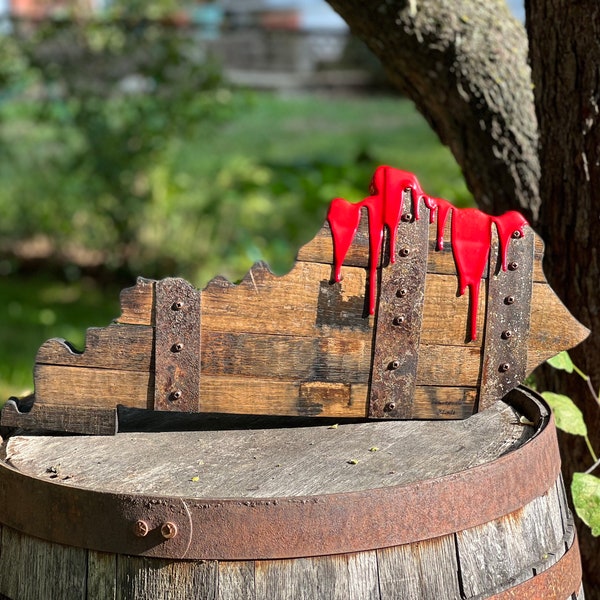 2' Waxed Kentucky State Bourbon Barrel Wood Cutout with Rings