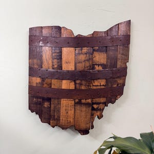 2’ Ohio State Bourbon Barrel Wood Cutout with Rings