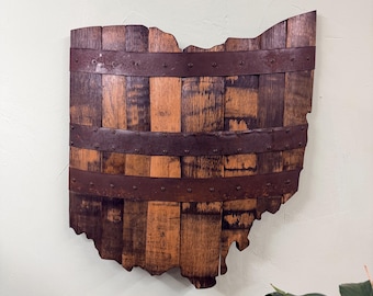 2’ Ohio State Bourbon Barrel Wood Cutout with Rings