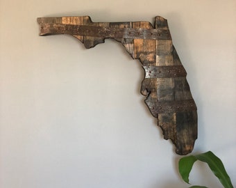 2’ Florida State Bourbon Barrel Wood Cutout with Rings