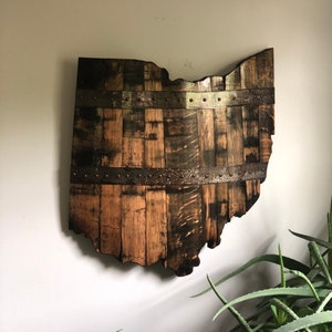 2’ Ohio State Bourbon Barrel Wood Cutout with Rings